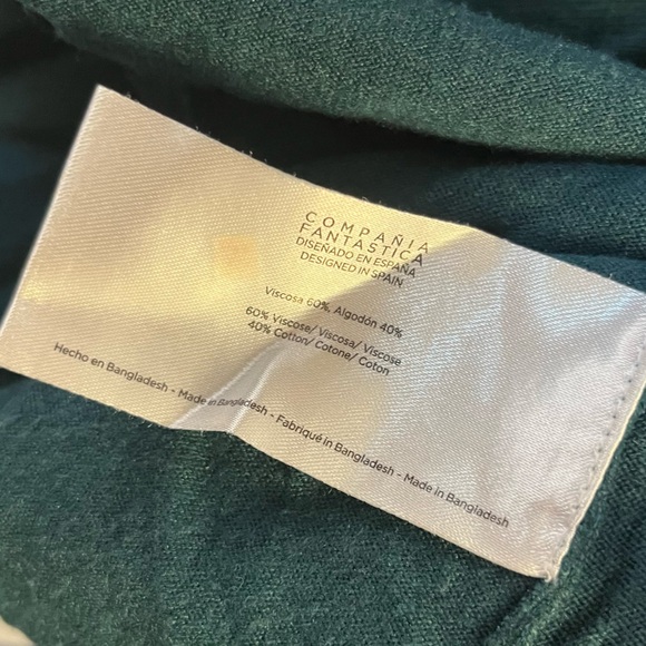 Compañia Fantastica Sweater Teal Henley Slit Neck Collared Long Sleeve Sz M EUC - Picture 3 of 4